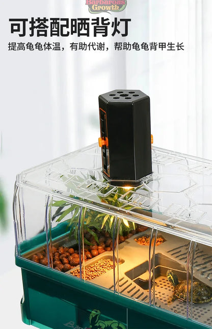 Plastic Transparent Turtle Tank House with Areas To Breed Feed Swim Bask Indoor Enclosure Water Turtles Cage Reptile Habitat