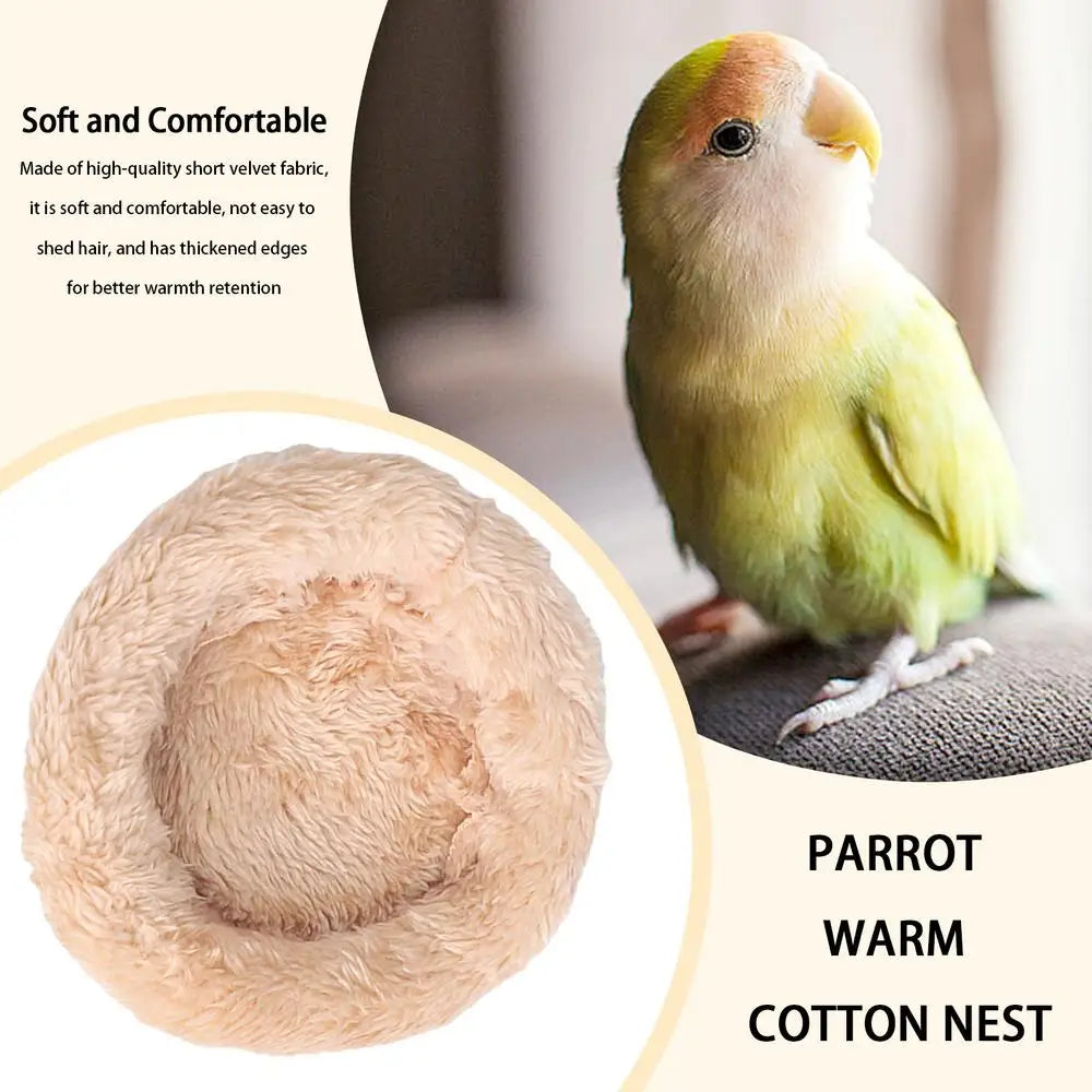 Bird Cotton Nest Coconut Shell Parrot Warm Nest Mat Bird Sleeping Tool with Thickened Edge for Lovebird Budgie Parakeet Conure