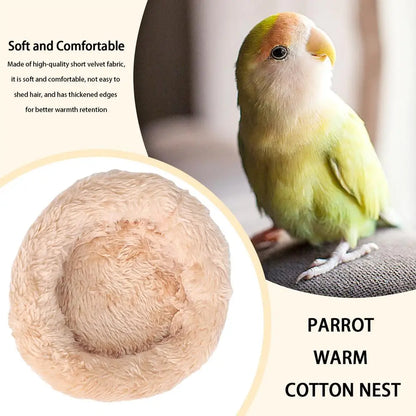 Bird Cotton Nest Coconut Shell Parrot Warm Nest Mat Bird Sleeping Tool with Thickened Edge for Lovebird Budgie Parakeet Conure