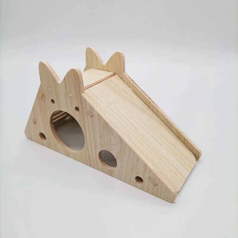 Hamster House DIY Hamster Wooden Gerbil Hideout House Canary Seesaw Pet Sport Wheel Exercise Toy Small Animal Toys