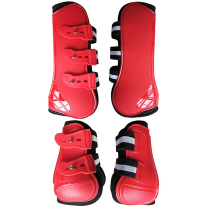 4 Pcs Horse Leg Boots Adjustable Front Hind Leg Tendon Protect Equestrian PU Shell and High-Quality Neoprene