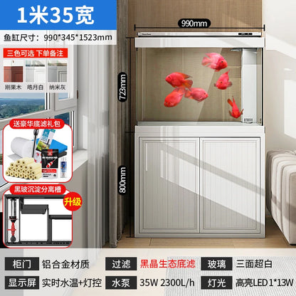 XL ultra-white glass fish tank living room large bottom filter ecological aquarium household arowana tank