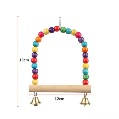 Bird Cage Toys for Parrots Wood Birds Swing Reliable Chewable Bite Bridge Wooden Beads Shape Parrot Toy Bird Accessories