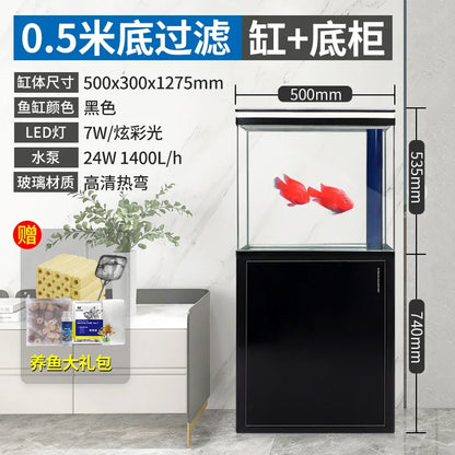 XL fish tank medium bottom filter goldfish tank household floor glass ecological large fish tank