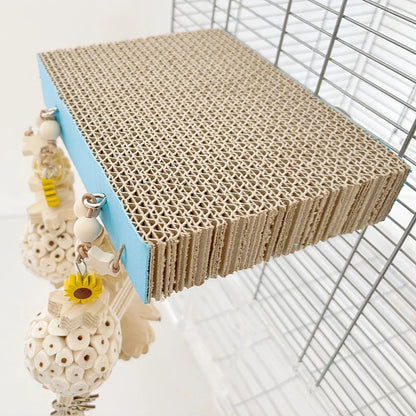 2pcs/3pcs Bird Perch Stand With Chewing Toys, Parrots Cardboard Platform Playground, Bird Paw Grinding Stand, Climbing Ladder
