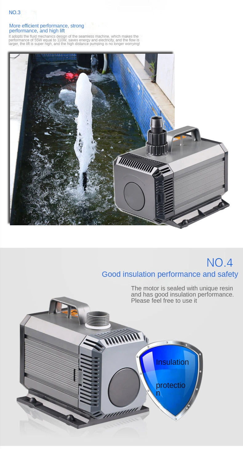 Aquarium Submersible Pump 220-240V Fountain Filter Fish Pond Silent Pump Amphibious Water Tank Fountain Side Suction Pump