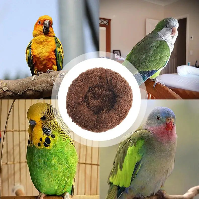 Bird Cotton Nest Coconut Shell Parrot Warm Nest Mat Bird Sleeping Tool with Thickened Edge for Lovebird Budgie Parakeet Conure