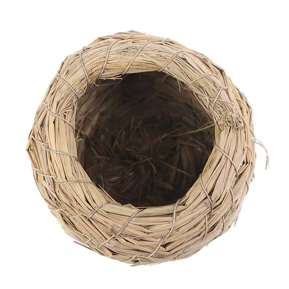 1pc Natural Handmade Straw Bird Nest Pigeon House Parrot Nest Warm Pet Bedroom Courtyard Small Animal Bird Cages