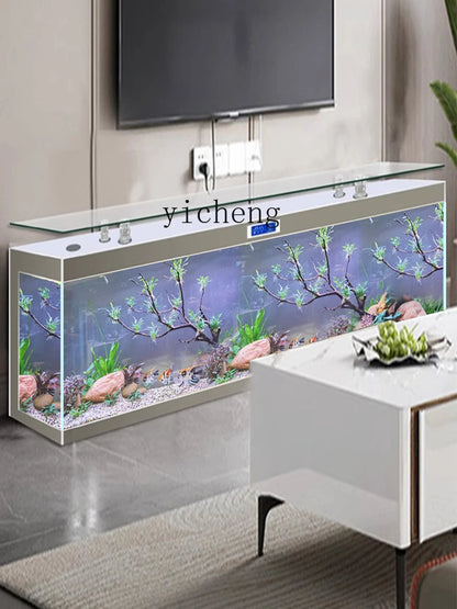 ZK Super White Fish Tank Aquarium Living Room Floor Home Partition Screen Bottom Filter Fish Tank