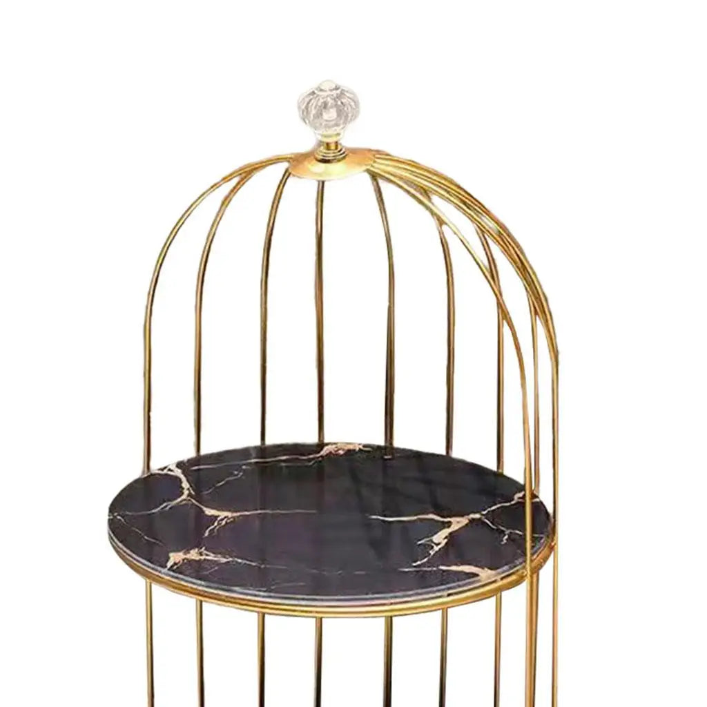 Nordic Metallic Bars Make up Bird Cage Storage Cosmetic Desk Stand Shelf Art