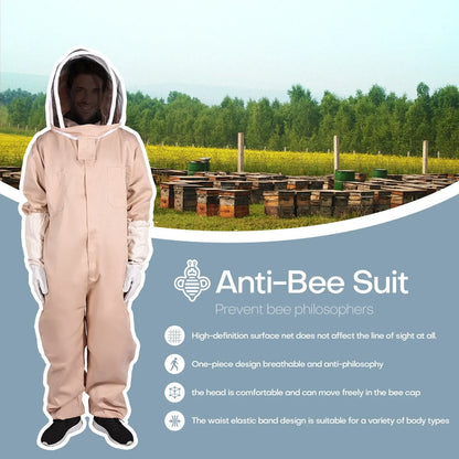 US L/XXL Full Body Ventilated Beekeeping Suit W/Veil Hood Gloves Protective Bee Jacket