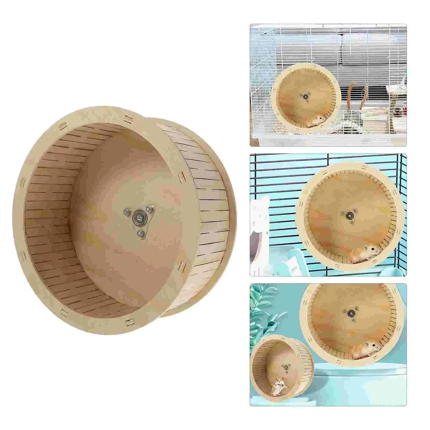 Gerbil Toy Wood Silence Wheel Hamster Running Track Rollers Hamsters Exercise Spinners Pet Mice Race Furniture