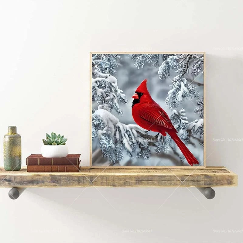 Birds Cardinal On Branch New Arrivals Diamond Paintings Snowy Tree Scenery Full Rhinestones Crafts Supplies Adults Home Decor