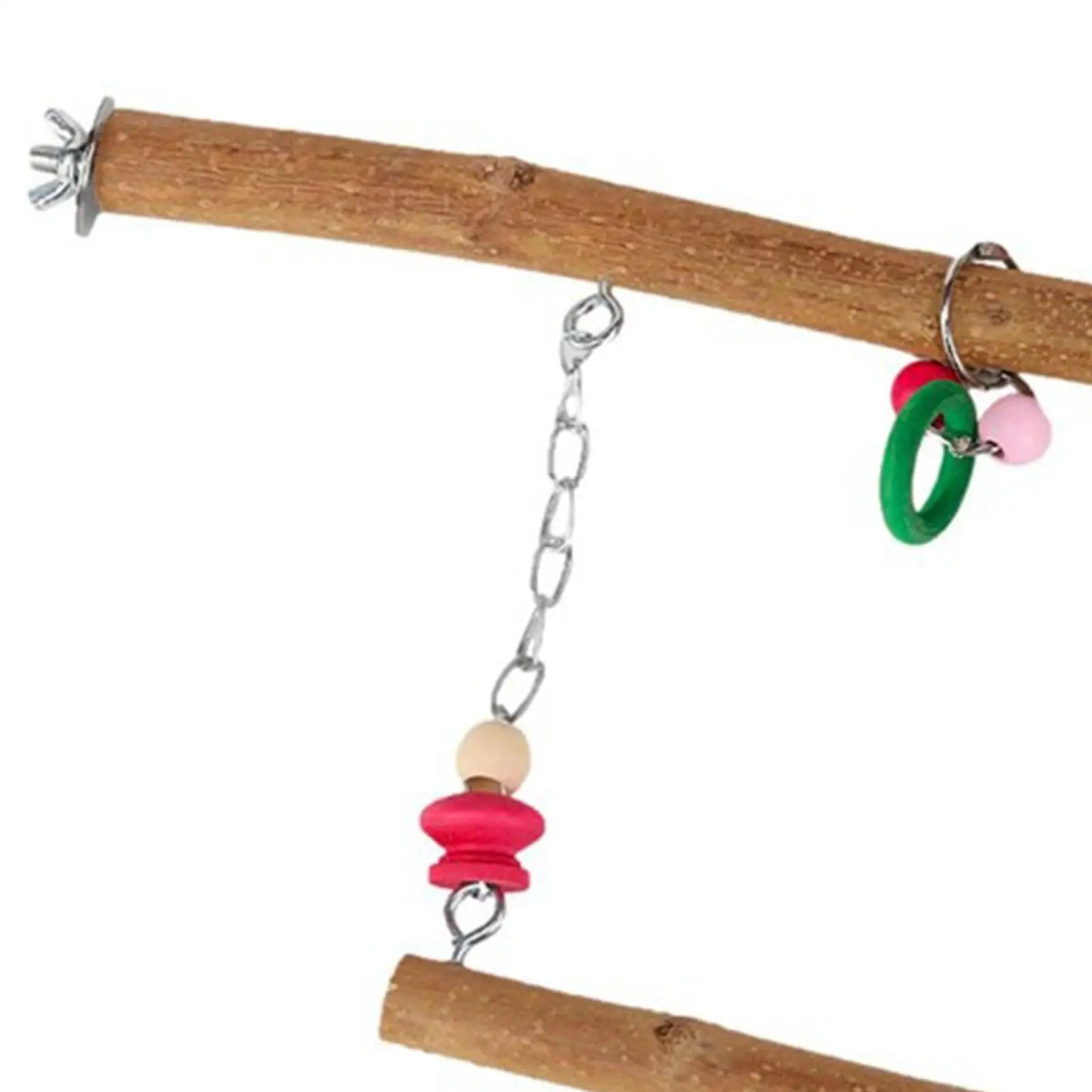 Bird Swing Toy Wooden Chew Play and Rest Hanging Bird Cage Swing Parrot Toys Bird Stand Perch for Finch Lovebird Canary