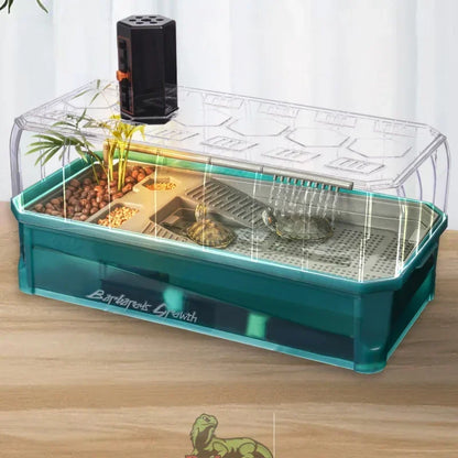 Plastic Transparent Turtle Tank House with Areas To Breed Feed Swim Bask Indoor Enclosure Water Turtles Cage Reptile Habitat