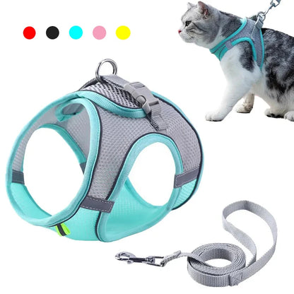 Adjustable Cat Dog Harness Leash Set