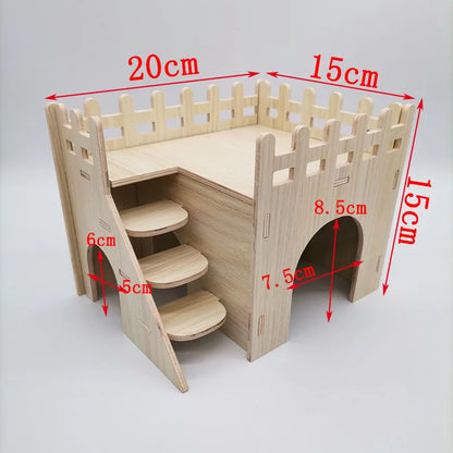 Hamster House DIY Hamster Wooden Gerbil Hideout House Canary Seesaw Pet Sport Wheel Exercise Toy Small Animal Toys