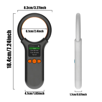 Bluetooth Animal Tag Reader 2.4G Wireless Portable RFID 134.2Khz/125Khz EMID Pet Microchip Scanner 500 Datas Storage Capacity
