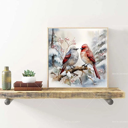 Birds Cardinal On Branch New Arrivals Diamond Paintings Snowy Tree Scenery Full Rhinestones Crafts Supplies Adults Home Decor