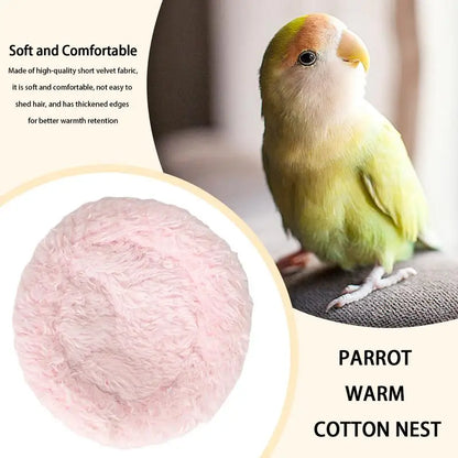 Bird Cotton Nest Coconut Shell Parrot Warm Nest Mat Bird Sleeping Tool with Thickened Edge for Lovebird Budgie Parakeet Conure