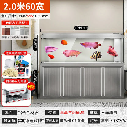 XL ultra-white glass fish tank living room large bottom filter ecological aquarium household arowana tank