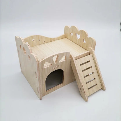 Hamster House DIY Hamster Wooden Gerbil Hideout House Canary Seesaw Pet Sport Wheel Exercise Toy Small Animal Toys