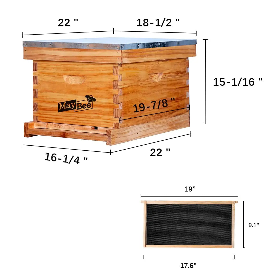 Starter Kit 10-Frame Bee Boxes and Frames Starter Kit Wax Coated Bee Hives and Supplies Starter Kit Including Beekeeping Tools K