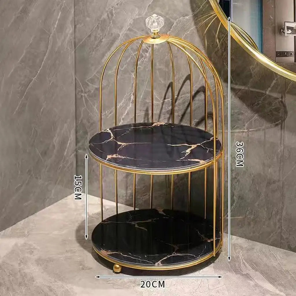 Nordic Metallic Bars Make up Bird Cage Storage Cosmetic Desk Stand Shelf Art