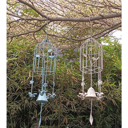 Bird Cage Style Outdoor Wind Chime Cast Iron Birdhouse Garden Bell Décoration De Jardin Carillon à Vent Japonais 윈드벨