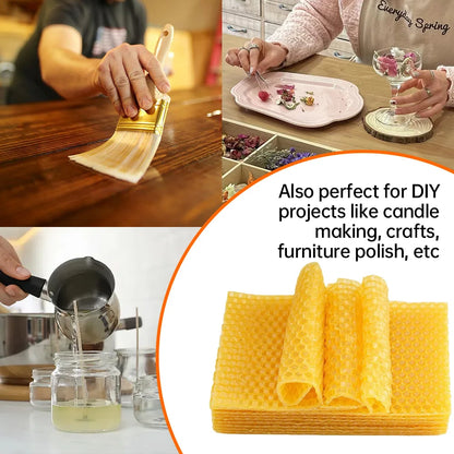 10Pcs Bee Wax Foundations Yellow Honeycomb Foundation Bee Hive Wax Frames Beekeeping Beeswax Nest Base Honeycomb Sheet 13.2x9cm