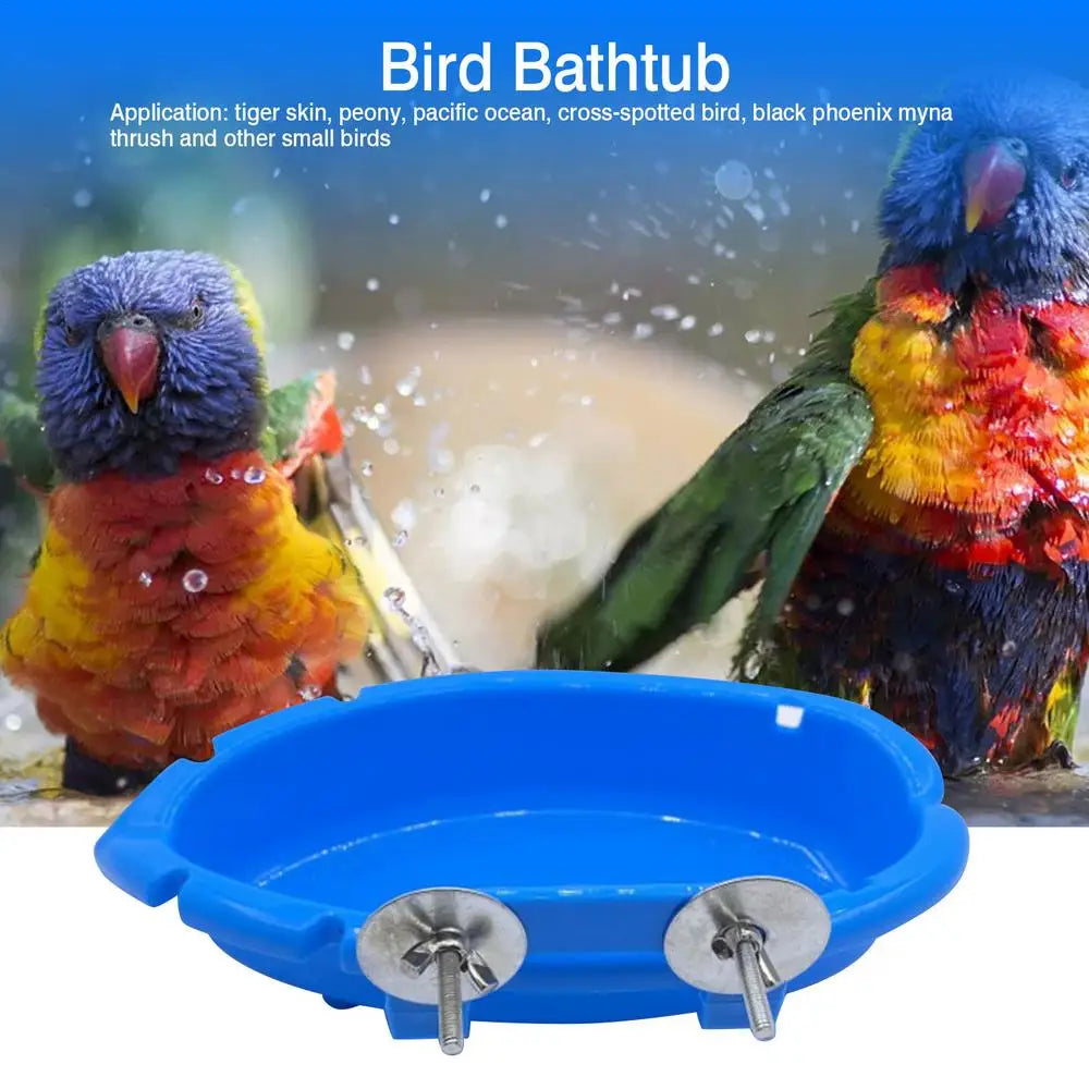 Parrot Bath Tub Bowl Bird Water Feeder Basin Parrot Cage Hanging Bird Bath Tub Bathing Supplies Feeder Bird Cage Accessories