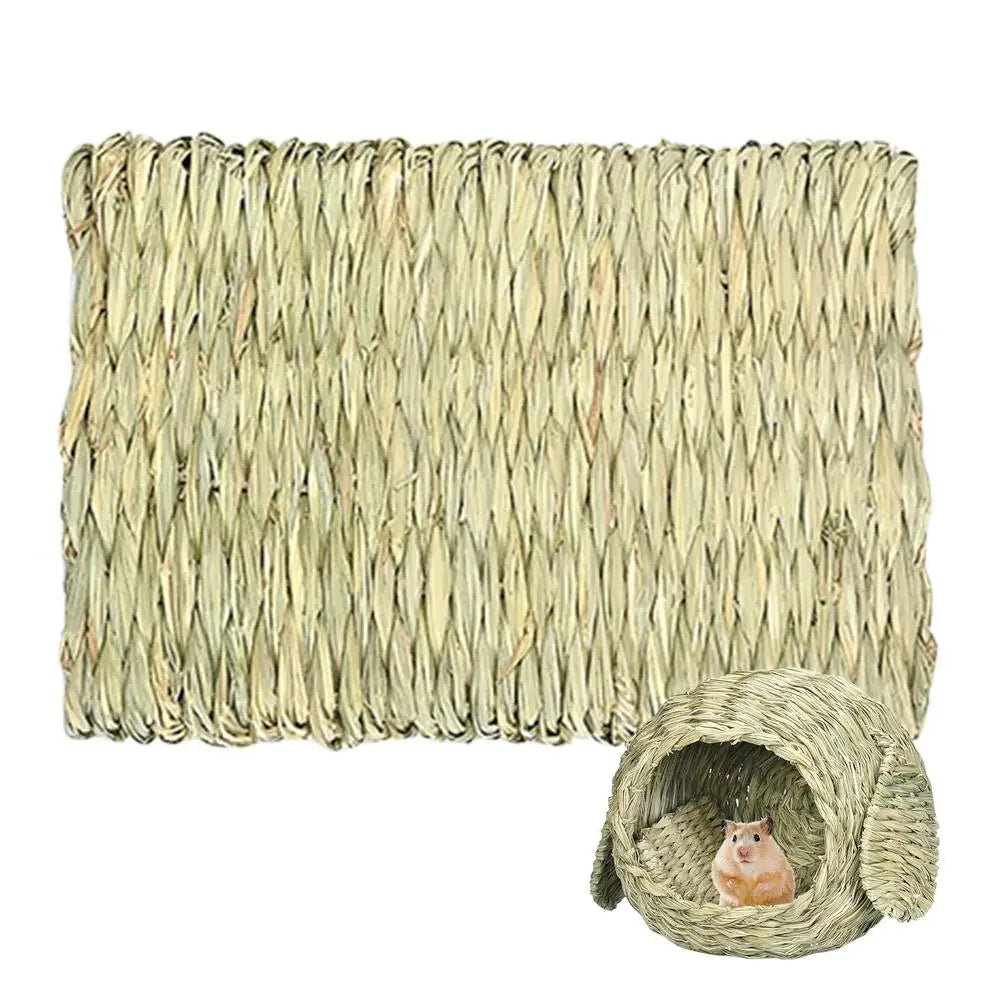 Rabbit Grass House Woven Animal Hut Bunny House Play Hideaway Hay Mat Bed Chew Toy For Rabbit Guinea Pigs Gerbils Hamster