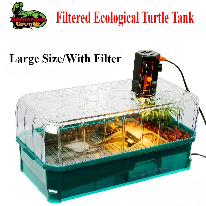 Plastic Transparent Turtle Tank House with Areas To Breed Feed Swim Bask Indoor Enclosure Water Turtles Cage Reptile Habitat