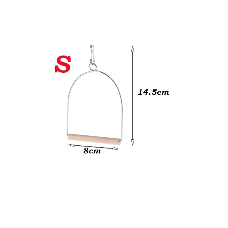 Bird Perch Stand Natural Wooden Birds Perch Parrots Hanging Swing Cage Toys Stand Holder Pendant