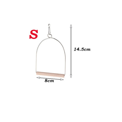 Bird Perch Stand Natural Wooden Birds Perch Parrots Hanging Swing Cage Toys Stand Holder Pendant