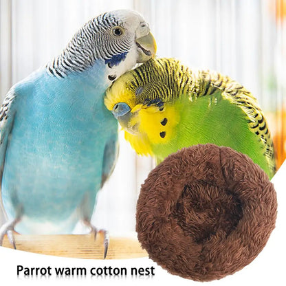 Bird Cotton Nest Coconut Shell Parrot Warm Nest Mat Bird Sleeping Tool with Thickened Edge for Lovebird Budgie Parakeet Conure