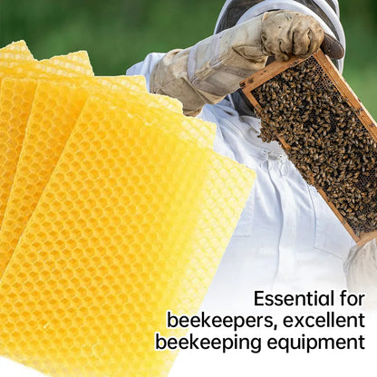 10Pcs Bee Wax Foundations Yellow Honeycomb Foundation Bee Hive Wax Frames Beekeeping Beeswax Nest Base Honeycomb Sheet 13.2x9cm