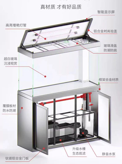 XL ultra-white glass fish tank living room large bottom filter ecological aquarium household arowana tank