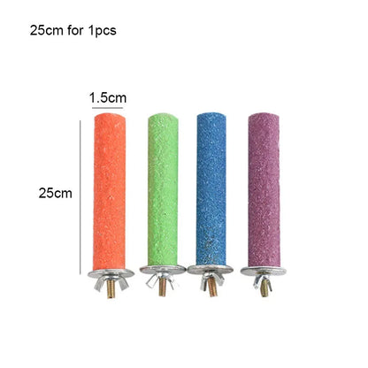 Colored Quartz Sand Pet Parrot Raw Wood Fork Tree Branch Stand Rack Squirrel Bird Hamster Branch Perches Chew Bite Toys Stick