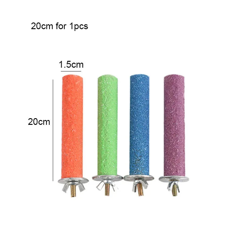 Colored Quartz Sand Pet Parrot Raw Wood Fork Tree Branch Stand Rack Squirrel Bird Hamster Branch Perches Chew Bite Toys Stick