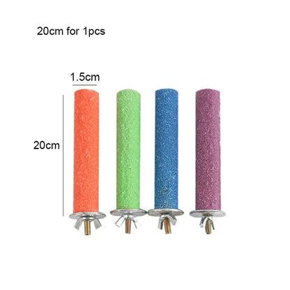 Colored Quartz Sand Pet Parrot Raw Wood Fork Tree Branch Stand Rack Squirrel Bird Hamster Branch Perches Chew Bite Toys Stick