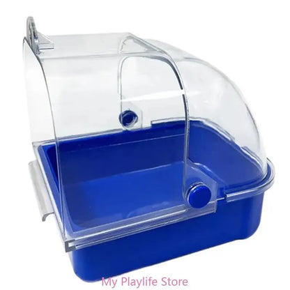 Hanging Bird Bath Tub for Parakeets Bird Cage Bathing Basin Clear Shower Room for Small Birds Birdcage Decoration