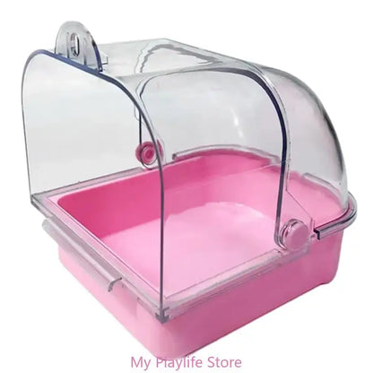 Hanging Bird Bath Tub for Parakeets Bird Cage Bathing Basin Clear Shower Room for Small Birds Birdcage Decoration