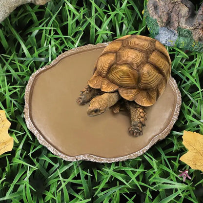 Pets Feeding Plate Reptile Bowl Turtle Gecko Snake Breeding Tray Resin Vivarium Food Water Dish Fogger