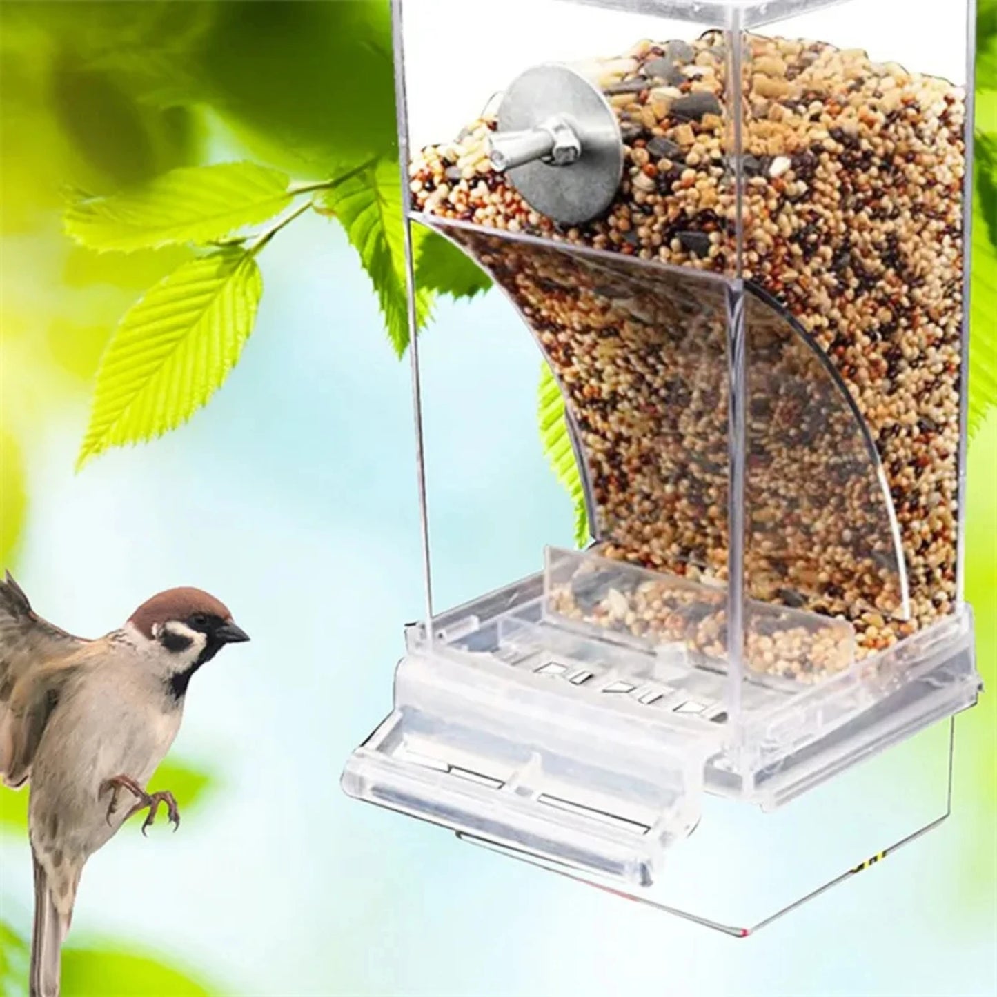 Mess Bird Feeders Automatic Parrot Feeder Drinker Acrylic Seed Food Container Cage Accessories  Small And Medium Parakeets