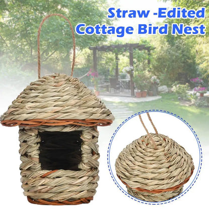Handwoven Straw Bird Nest Parrot Hatching Outdoor Garden Hanging Hatching Breeding House Nest Bird Accessory