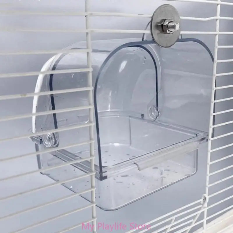Hanging Bird Bath Tub for Parakeets Bird Cage Bathing Basin Clear Shower Room for Small Birds Birdcage Decoration