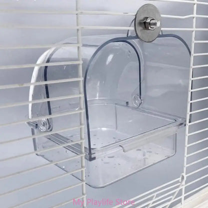 Hanging Bird Bath Tub for Parakeets Bird Cage Bathing Basin Clear Shower Room for Small Birds Birdcage Decoration