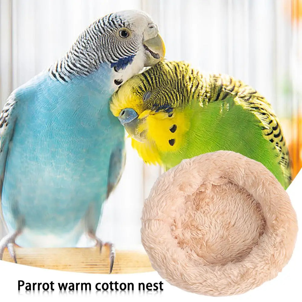 Bird Cotton Nest Coconut Shell Parrot Warm Nest Mat Bird Sleeping Tool with Thickened Edge for Lovebird Budgie Parakeet Conure