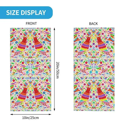 Fashion Mexican Otomi Birds Texture Neck Gaiter Men Women UV Protection Winter Folk Floral Art Bandana Scarf for Ski